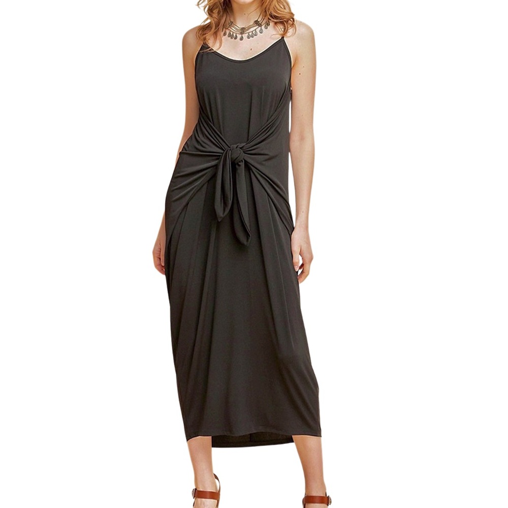 *NWT* FRANCESCA’S Black Midi Tie Front CoverUp/Dress - Picture 8 of 14
